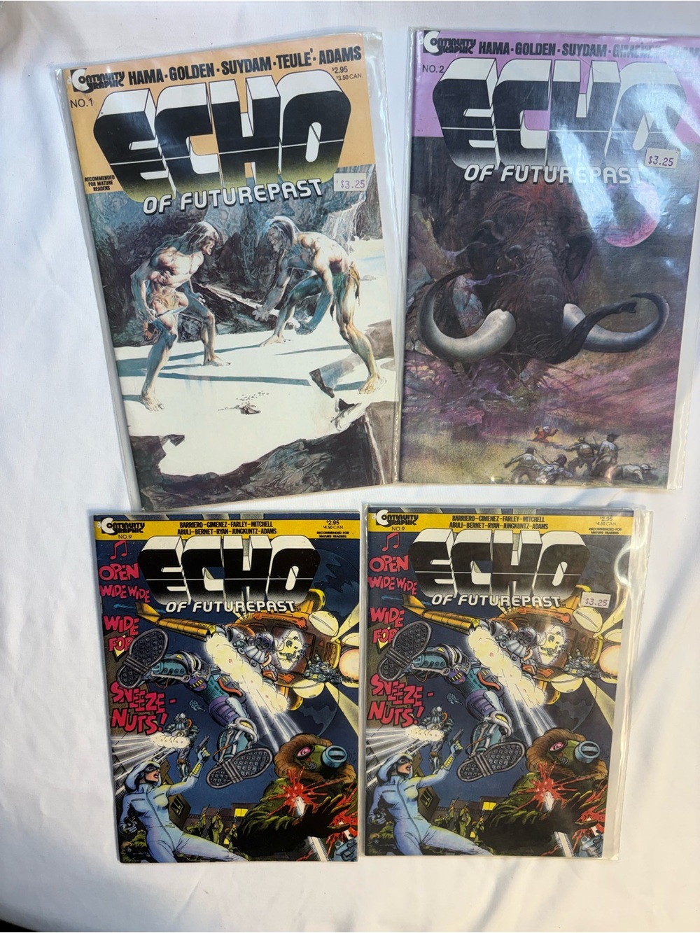 Echo of Futurepast #9 x 2, #1, #2 Bagged Comic Books Continuity Graphic 1986